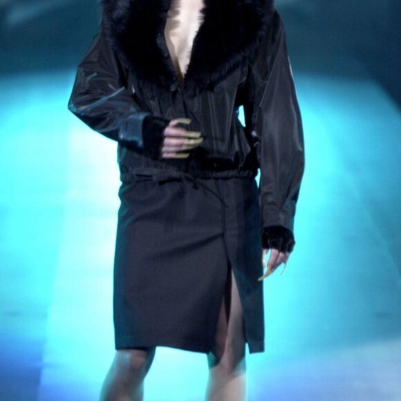 THIERRY MUGLER BNWT SUPER SLIT BLACK SKIRT  44 8 A/W 2000 RUNWAY COLLECTION - Picture 8 of 9